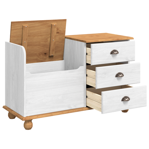 vidaXL Entryway Storage Bench ASKIM White 100x39x62 cm Solid Wood Pine