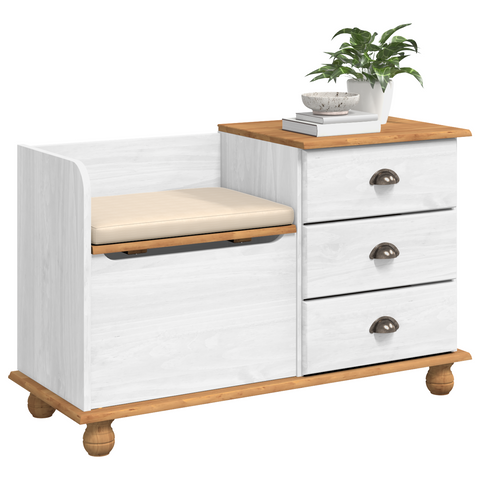 vidaXL Entryway Storage Bench ASKIM White 100x39x62 cm Solid Wood Pine