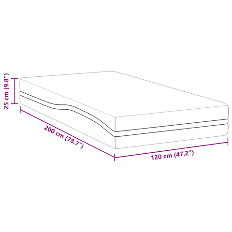 vidaXL Mattresses White and Grey 120 x 200 cm