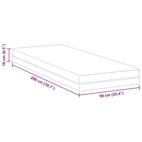 vidaXL Mattresses White and Grey 90 x 200 cm