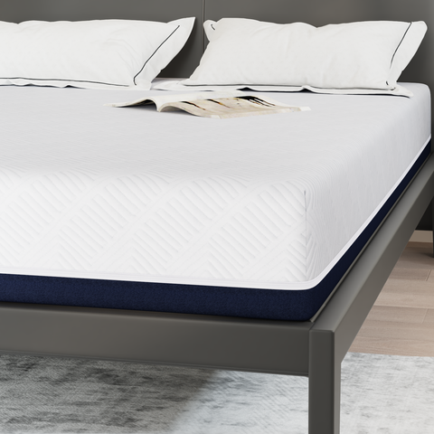 vidaXL Mattresses White and Blue 100% polyester jacquard fabric