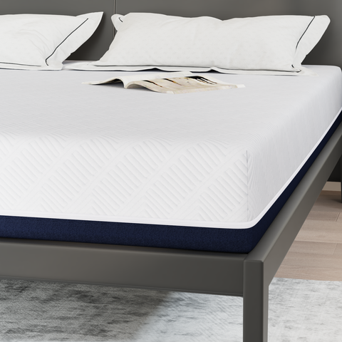 vidaXL Mattresses White and Blue 100% polyester jacquard fabric