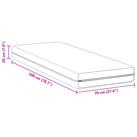 vidaXL Mattresses White 70 x 200 cm 100% polyester fabric