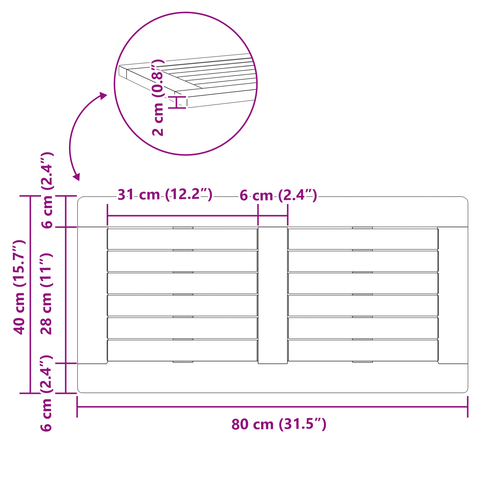 vidaXL Table Top 80x40x2,2 cm Rectangular Solid Wood Acacia