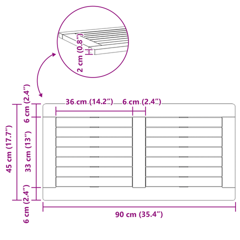 vidaXL Table Top 90x45x2,2 cm Rectangular Solid Wood Acacia