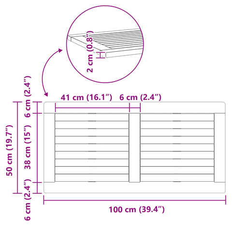 vidaXL Table Top 100x50x2,2 cm Rectangular Solid Wood Acacia