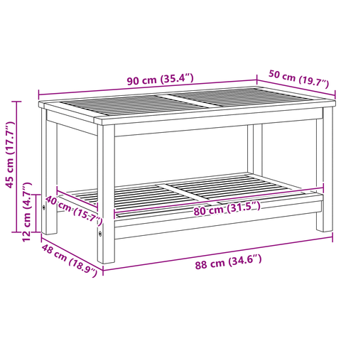 vidaXL Coffee Table 110x55x45 cm Solid Acacia Wood