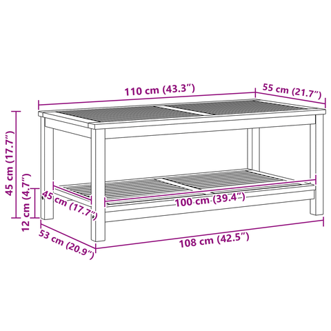 vidaXL Coffee Table 70x40x45 cm Solid Acacia Wood