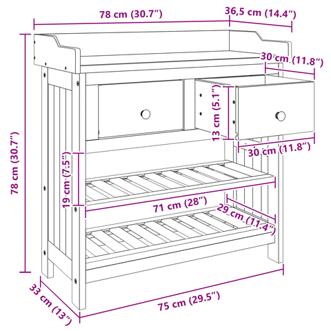 vidaXL Garden Cabinet Brown 78 x 36.5 x 78 cm Solid acacia wood