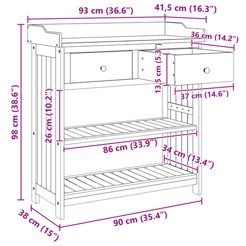 vidaXL Garden Cabinet with Drawer with Shelf with Storage Brown Solid acacia wood