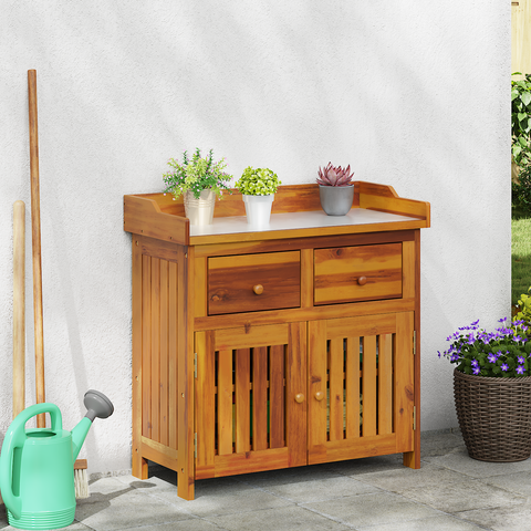 vidaXL Garden Cabinet Brown 78 x 36.5 x 78cm Solid acacia wood