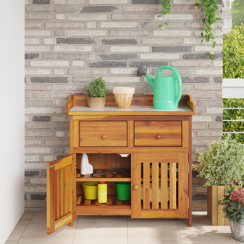 vidaXL Garden Cabinet Brown 78 x 36.5 x 78cm Solid acacia wood