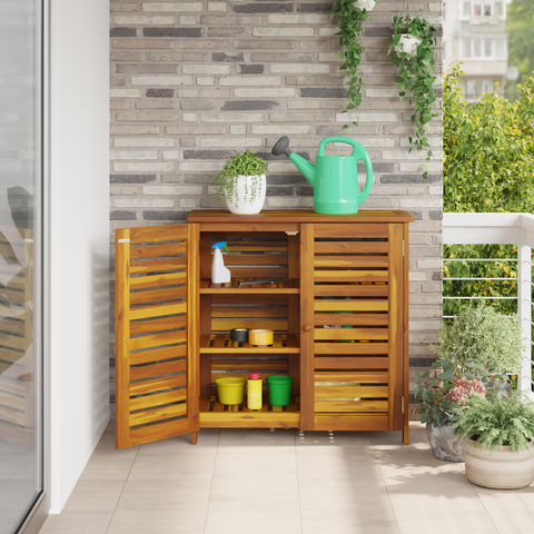 vidaXL Garden Cabinet Brown 90 x 40 x 90 cm Solid acacia wood