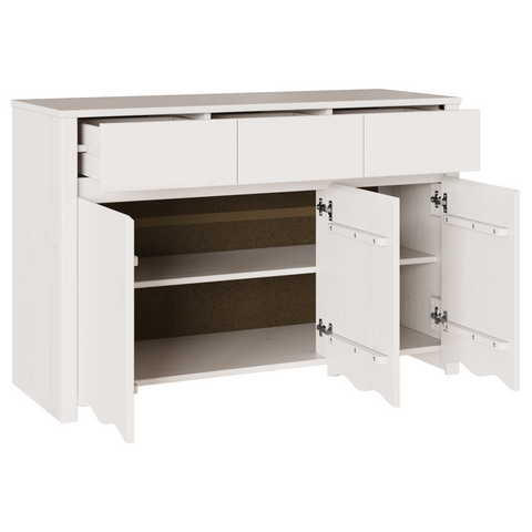 vidaXL Sideboard "DRAMMEN" White 114x43x75,5 cm Solid Wood Pine