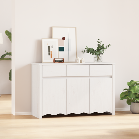 vidaXL Sideboard "DRAMMEN" White 114x43x75,5 cm Solid Wood Pine