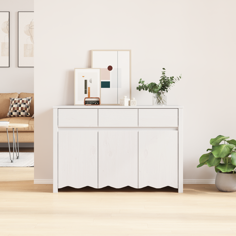 vidaXL Sideboard "DRAMMEN" White 114x43x75,5 cm Solid Wood Pine