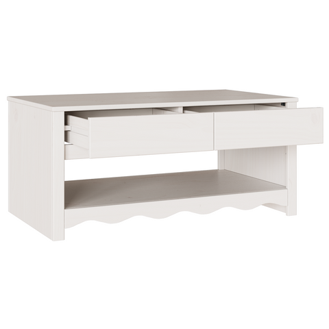 vidaXL Coffee Table "DRAMMEN" White 99x55x45 cm Solid Wood Pine