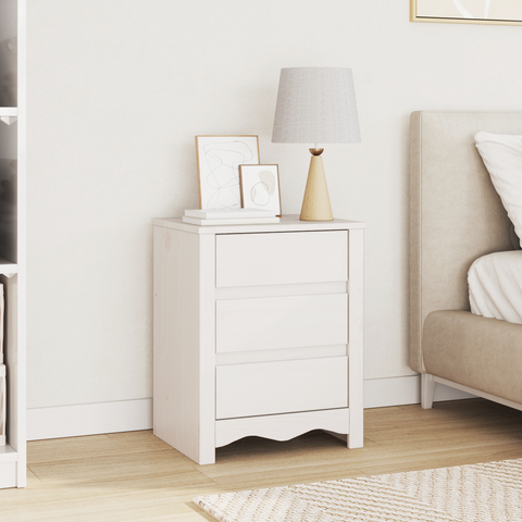 vidaXL Bedside Cabinet "DRAMMEN" White 45x35x56 cm Solid Wood Pine