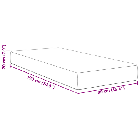 vidaXL Blue Pocket Spring Mattress - Medium - 90x190x20 cm - Fabric