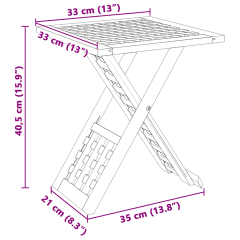 vidaXL Coffee Table Foldable 33x33x40,5 cm Solid Wood Walnut