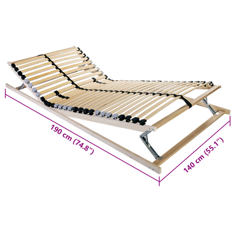 vidaXL Slatted Bed Base Wooden Black Gray 140 x 190 cm Wood and Metal