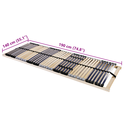 vidaXL Slatted Bed Base Brown 140 x 190 cm Solid beech wood