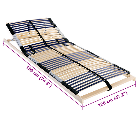 vidaXL Slatted Bed Base Manual Brown 120 x 190 cm Wood and Plastic