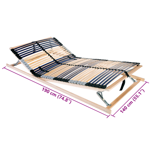 vidaXL Slatted Bed Base Manual Brown 140 x 190 cm Solid beech wood