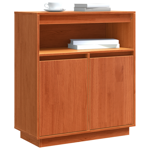vidaXL Sideboard with Shelf with Storage with Door Wax brown Solid pine wood