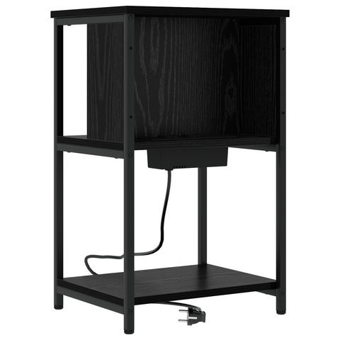 vidaXL Bedside Cabinet Black oak 38 x 31 x 61 cm Engineered wood