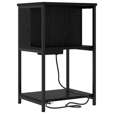 vidaXL Bedside Cabinet Black oak 38 x 31 x 61 cm Engineered wood