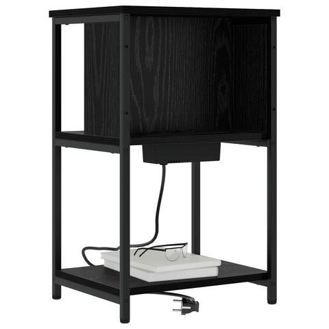 vidaXL Bedside Cabinet Black oak 38 x 31 x 61 cm Engineered wood