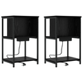 vidaXL Bedside Cabinet 2 pcs Black oak 38 x 31 x 61 cm Engineered wood