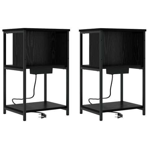 vidaXL Bedside Cabinet 2 pcs Black oak 38 x 31 x 61 cm Engineered wood
