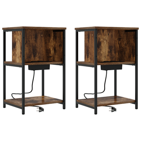 vidaXL Bedside Cabinet 2 pcs Smoked oak 38 x 31 x 61 cm
