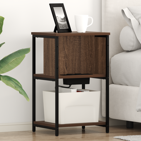 vidaXL Bedside Cabinet Brown oak 38 x 31 x 61 cm Engineered wood