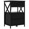 vidaXL Bedside Cabinet Black oak 40 x 31 x 60 cm Engineered wood