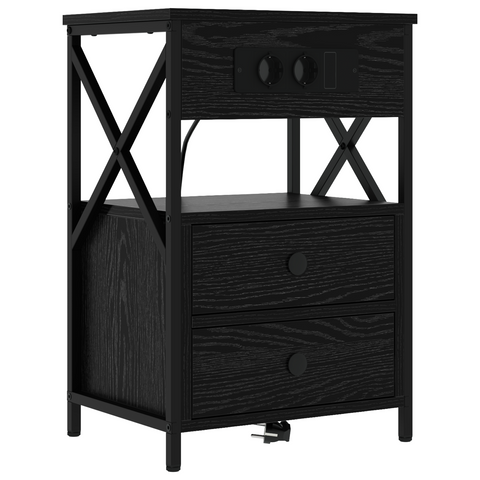 vidaXL Bedside Cabinet Black oak 40 x 31 x 60 cm Engineered wood