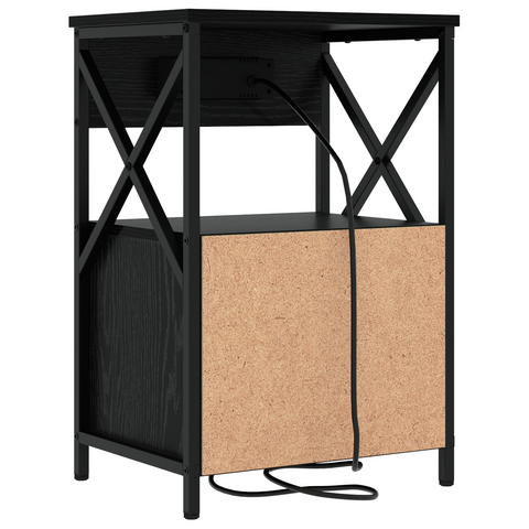 vidaXL Bedside Cabinet Black oak 40 x 31 x 60 cm Engineered wood