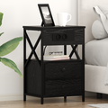 vidaXL Bedside Cabinet Black oak 40 x 31 x 60 cm Engineered wood