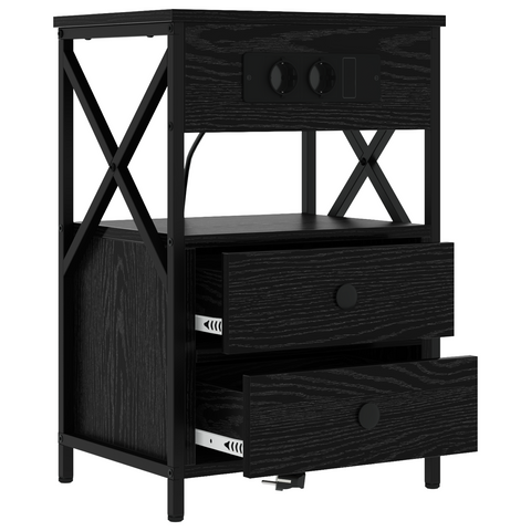 vidaXL Bedside Cabinet 2 pcs Black oak 40 x 31 x 60 cm Engineered wood