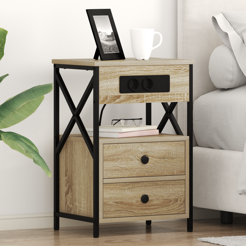 vidaXL Bedside Cabinet with Drawer 2 pcs Sonoma oak 40 x 31 x 60 cm