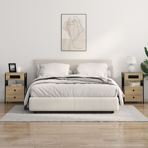 vidaXL Bedside Cabinet with Drawer 2 pcs Sonoma oak 40 x 31 x 60 cm