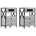 vidaXL Bedside Cabinet with Drawer 2 pcs Grey sonoma 40 x 31 x 60 cm