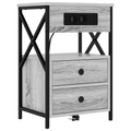 vidaXL Bedside Cabinet with Drawer 2 pcs Grey sonoma 40 x 31 x 60 cm