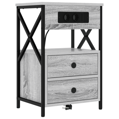 vidaXL Bedside Cabinet with Drawer 2 pcs Grey sonoma 40 x 31 x 60 cm