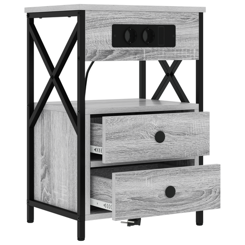 vidaXL Bedside Cabinet with Drawer 2 pcs Grey sonoma 40 x 31 x 60 cm