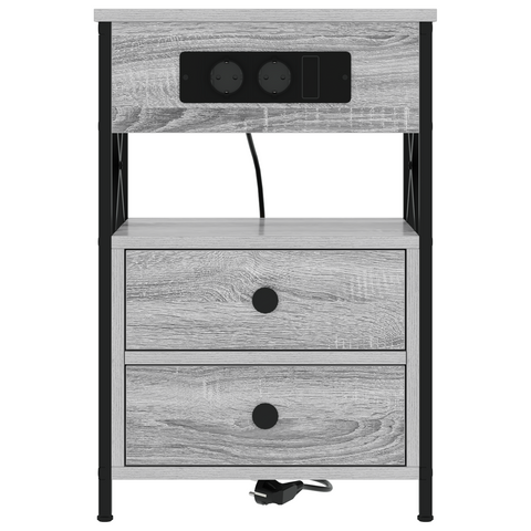 vidaXL Bedside Cabinet with Drawer 2 pcs Grey sonoma 40 x 31 x 60 cm