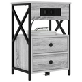 vidaXL Bedside Cabinet with Drawer 2 pcs Grey sonoma 40 x 31 x 60 cm