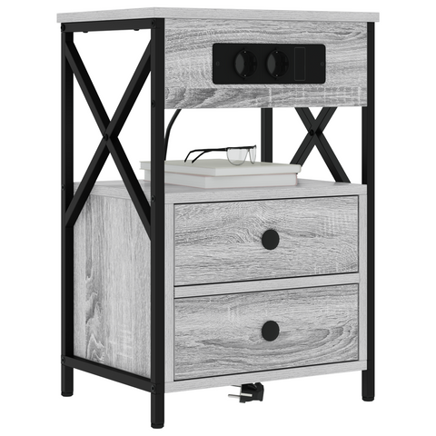 vidaXL Bedside Cabinet with Drawer 2 pcs Grey sonoma 40 x 31 x 60 cm